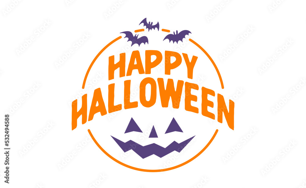 Happy Halloween logo lettering. Spooky badge design. Stock Vector