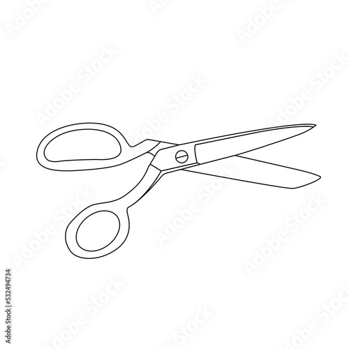 Scissors Outline Icon Illustration on White Background