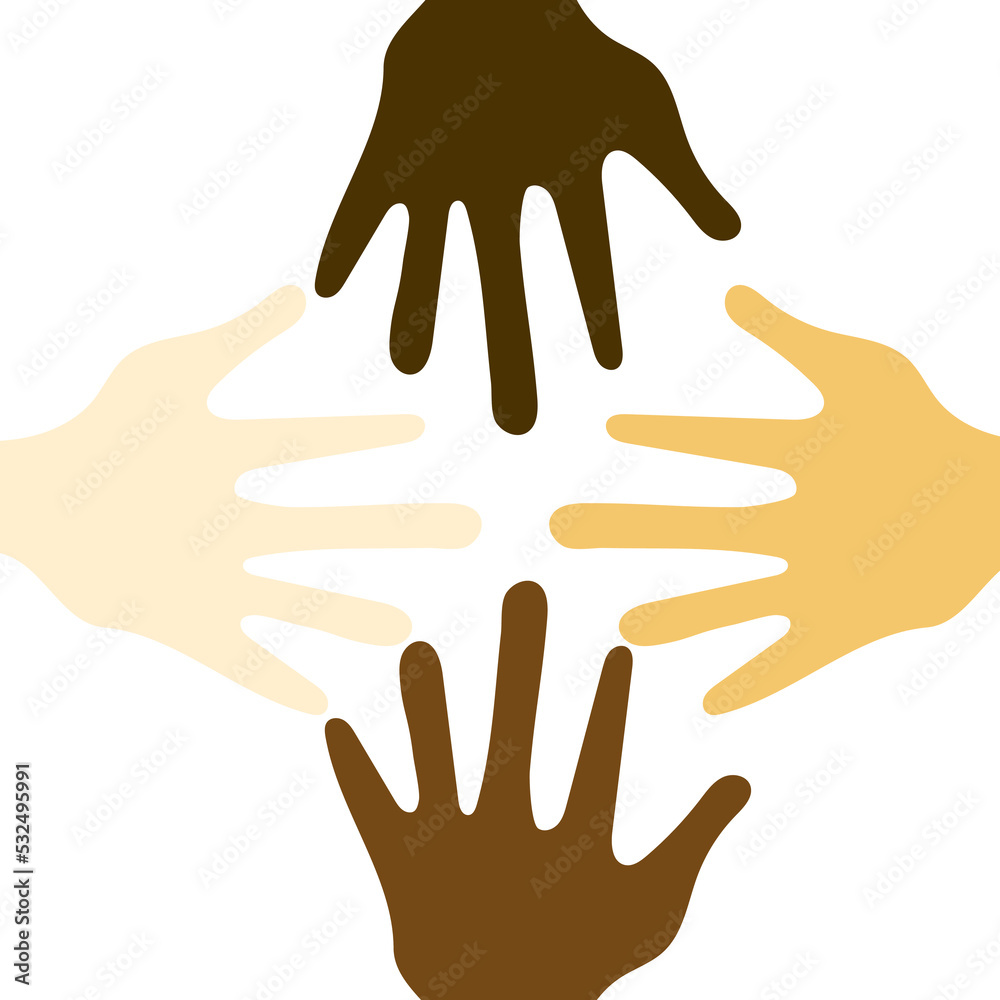 Obraz premium Close up Different Shade of Hands Color Represent Diversity of People 