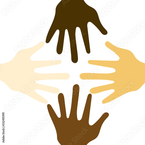 Close up Different Shade of Hands Color Represent Diversity of People 