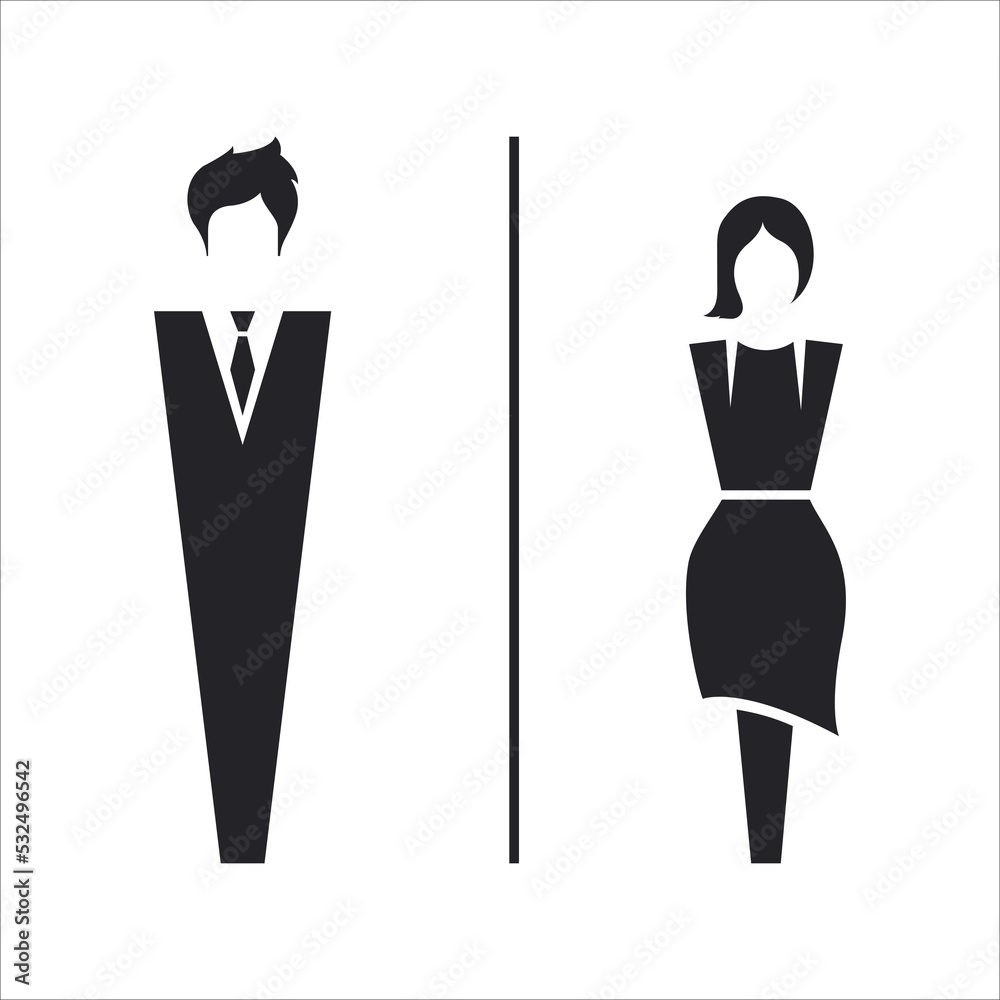 Restroom door pictograms. Woman and man public toilet vector icon