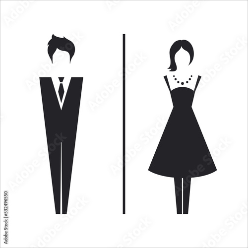 Restroom door pictograms. Woman and man public toilet vector icon