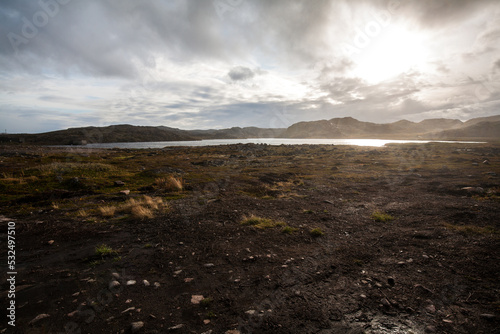 Autumn season landscape in Teriberka Village, Murmansk, Russia