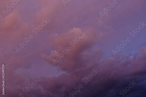 Dawn sky with colorfull clouds. Sunset landscape