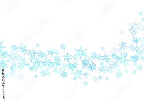 雪の結晶の背景フレーム、冬の青いイラスト