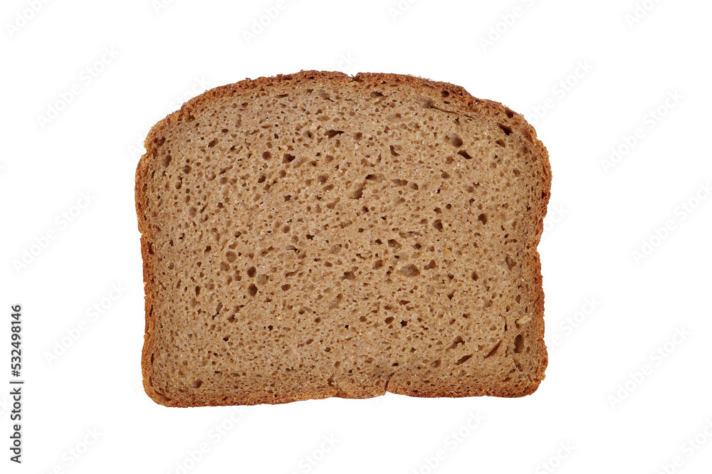 Slice of organic brown bread  isolated on transparency photo png file 