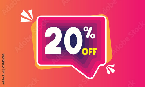 20 percent off. A red banner with a floating banner for promotions and offers.