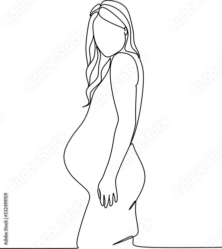 Continuous line drawing of pregnant woman vector illustration