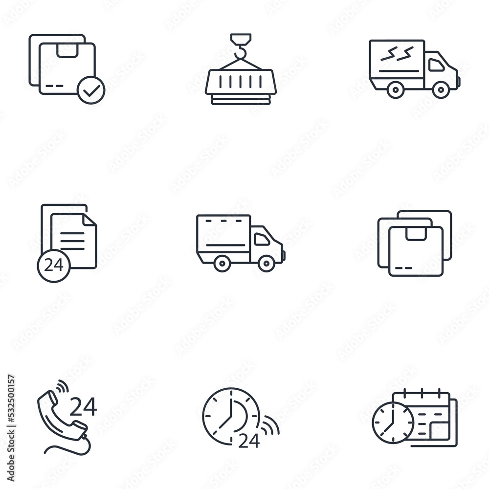 delivery icons set . delivery pack symbol vector elements for infographic web delivery icons set . delivery pack symbol vector elements for infographic web