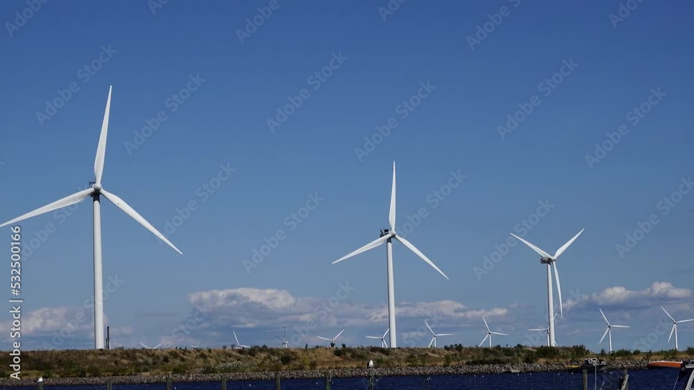 Copenhagen, Denmark An offshore wind farm near Kastrup airport.