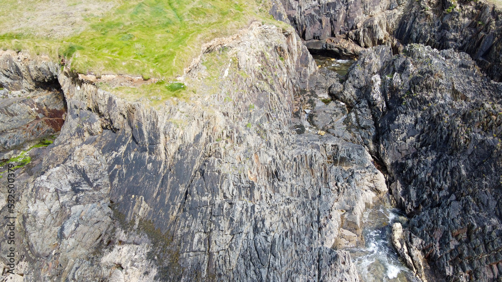 Irish rocks, top view. Nature of Northern Europe.