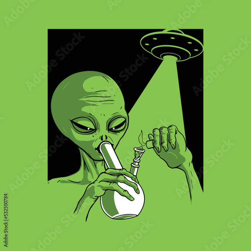 Alien smoking cannabis using bong