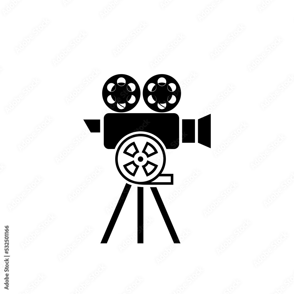 Retro cinema camera icon isolated on white background