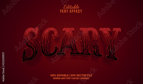 Scary text effect style. Editable text effect theme halloween. 