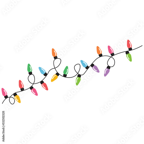 Christmas lights string isolated on white background vector