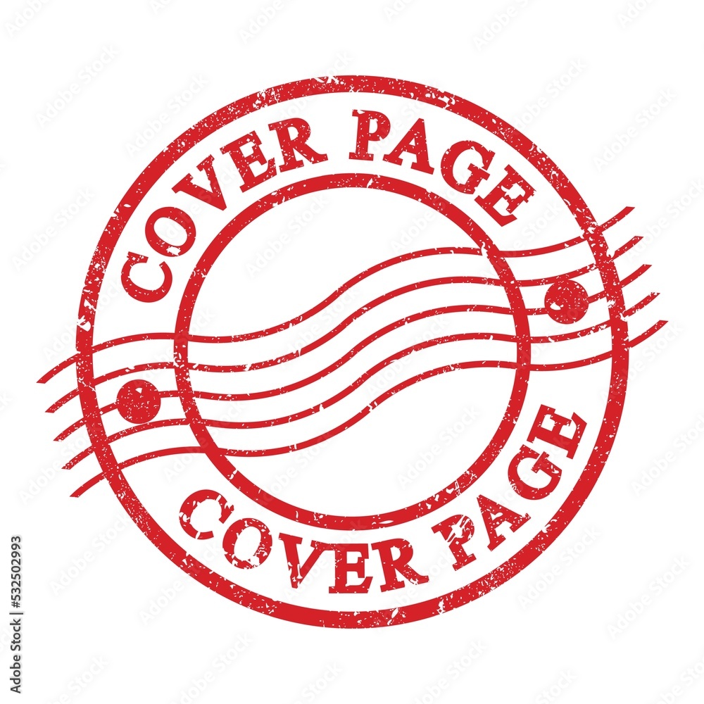 COVER PAGE, text written on red postal stamp. COVER PAGE, text written on red postal stamp.