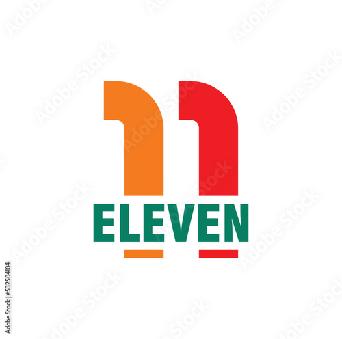 Number 11 and eleven wordmark. Logo vector.  photo