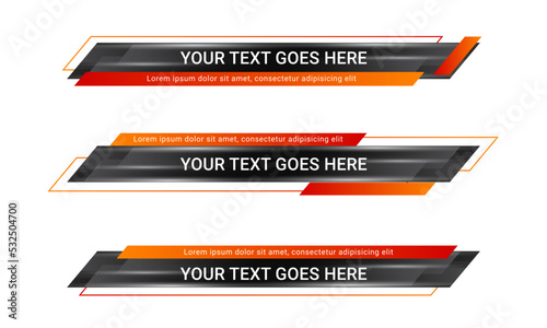 New broadcast lower third banner vector. Set of lower third bar templates for breaking news, sports news on television, video and media online