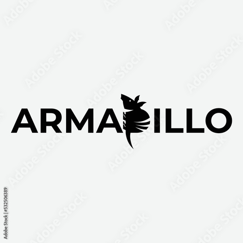 Vector Logo Illustration Armadillo, Simple flat vector sign, logo, symbol, print art illustration design.  Logotype