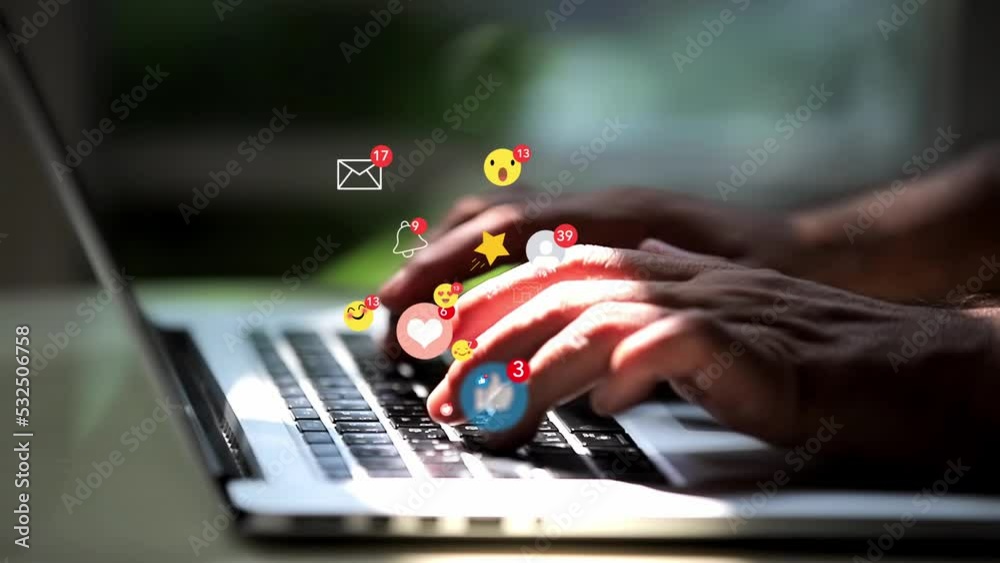 young businessman using laptop at home.Social media and marketing