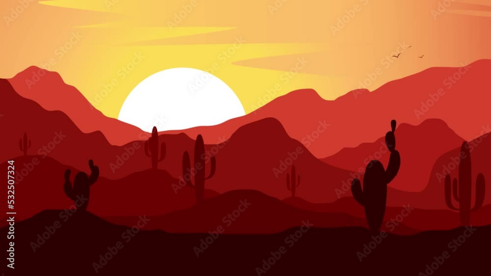Animated exotic landscape. African desert. Sands and mountains. Silhouette. Natural background, banner for web, internet site. Tourism and travelling. Vector flat design. 2D video
Animated exotic landscape. African desert. Sands and mountains. Silhouette. Natural background, banner for web, internet site. Tourism and travelling. Vector flat design. 2D video