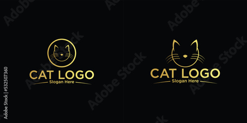 Simple cat logo design with creative concept premium vector