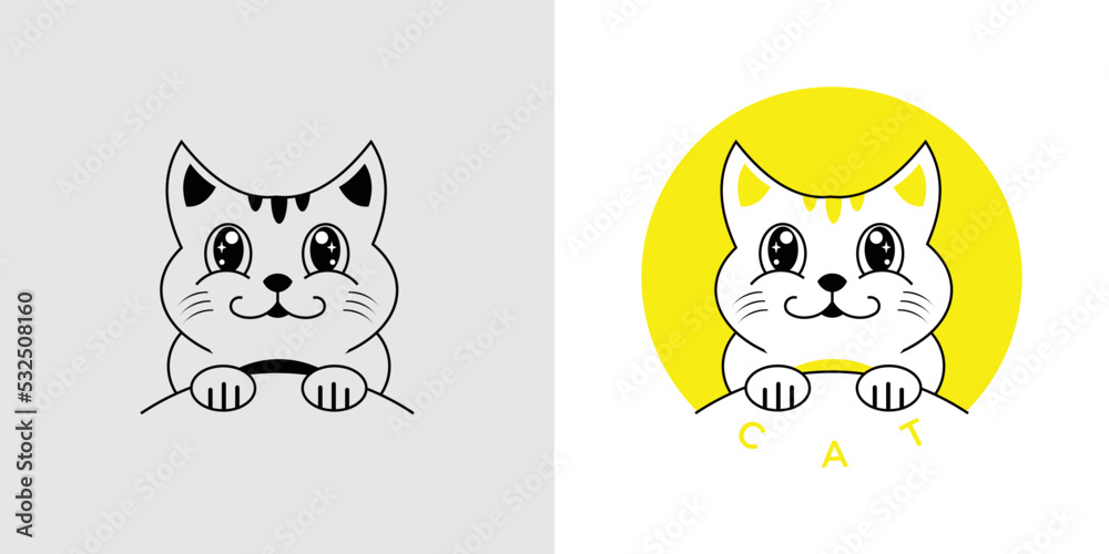 Obraz premium Simple minimalis cute cat logo design with creative concept premium vector