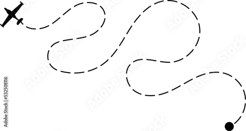 Aerial transport path. Flight logistic. Plane trace