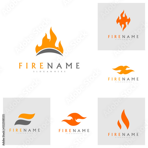 Fire flames, Set of fire Logo design inspiration vector icons