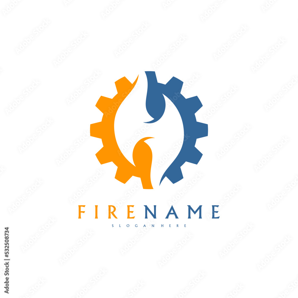 Fire Gear Logo designs vector, Fire Industry logo template Fire Gear Logo designs vector, Fire Industry logo template