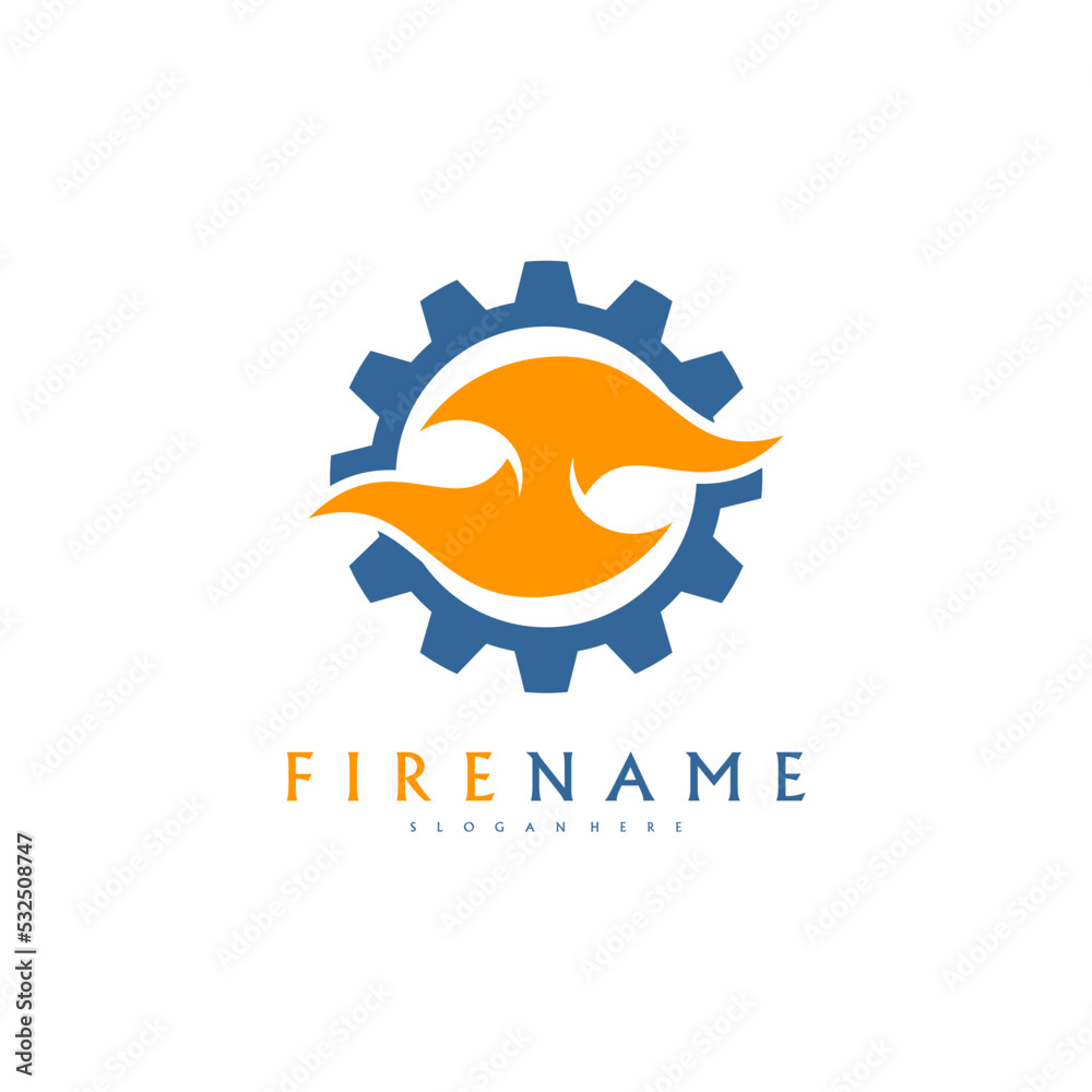 Fire Gear Logo designs vector, Fire Industry logo template Fire Gear Logo designs vector, Fire Industry logo template