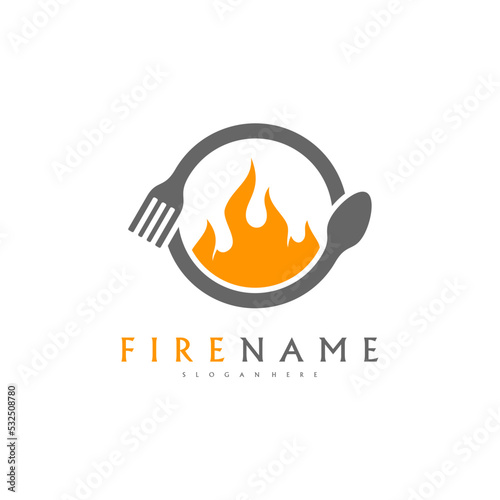 Fire Food logo template, Hot Food Logo designs concept vector