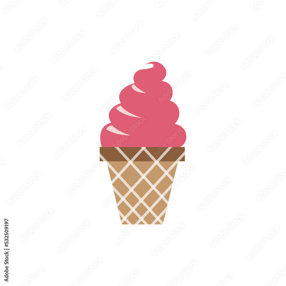 ice cream waffle color illustration icon design vector