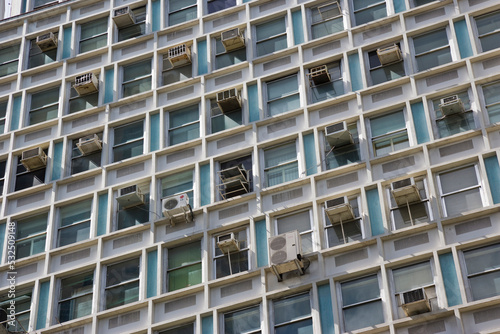 Apartment building facade with air conditioners, Sao Paulo, Brazil