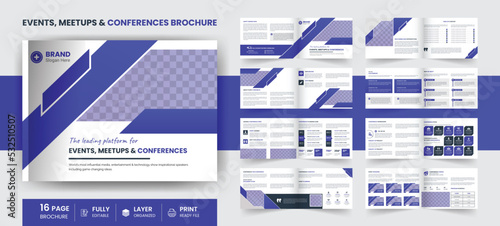 16 Page landscape Conference modern business, company profile, annual report, event meetups template