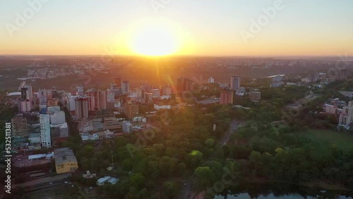 sunset over the city photo