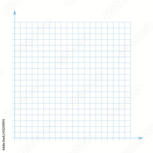 Grid paper. Mathematical graph. Cartesian coordinate system with x-axis, y-axis. Squared background with color lines. Geometric pattern for school, education. Lined blank on transparent background