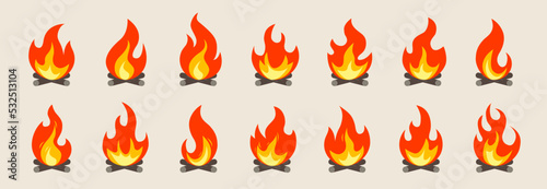 Vector campfires - Collection of several campfire and bonfire graphic element designs