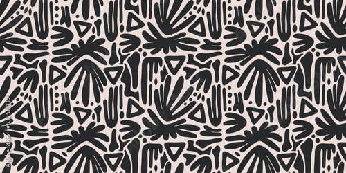 Lush tropical grass pattern. Abstract minimalistic boho design. Brush print with elegant lines on a light background. Exotic illustration for summer design, wallpaper, clothing, postcards, web banners