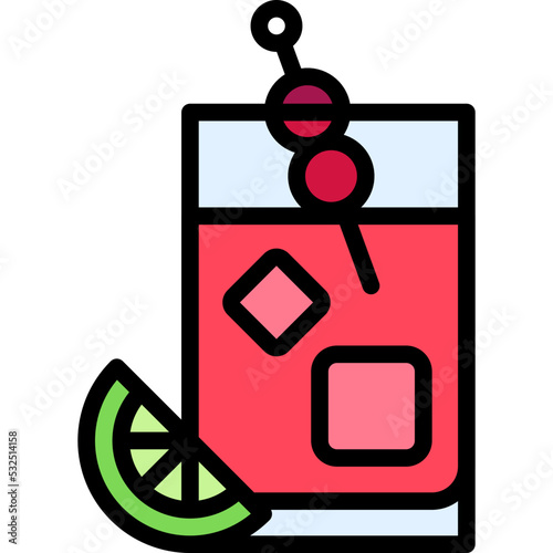 Dirty Shirley Cocktail icon, Alcoholic mixed drink vector