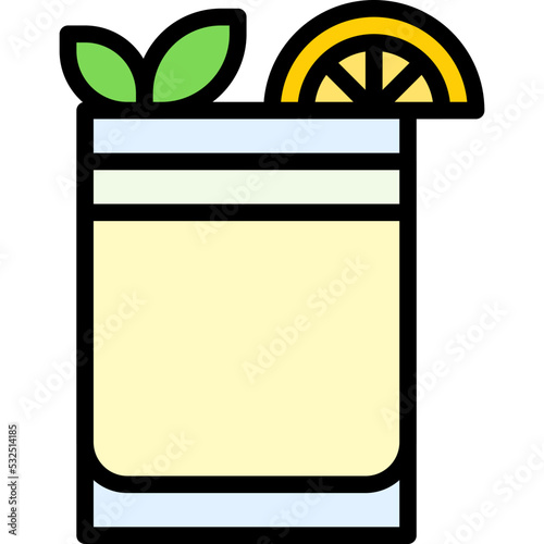 Gin fizz Cocktail icon, Alcoholic mixed drink vector