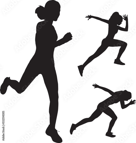 Woman silhouettes of runner set