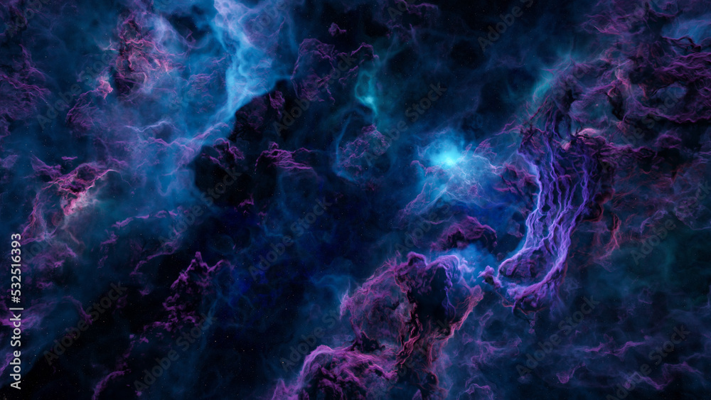 Abstract space background with nebula. 3D Rendering