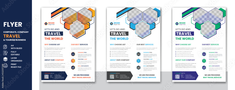 Travel and tour corporate business poster or company profile flyer and A4  cover page template design Stock-Vektorgrafik | Adobe Stock