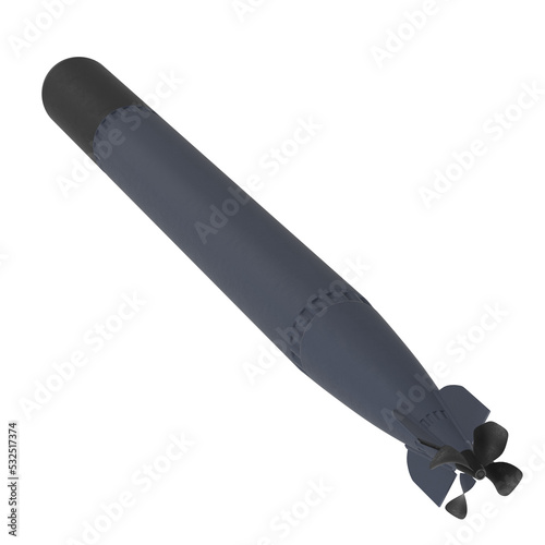 3d rendering illustration of a torpedo missile