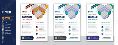 Travel and tour corporate business poster or company profile flyer and A4 cover page template design