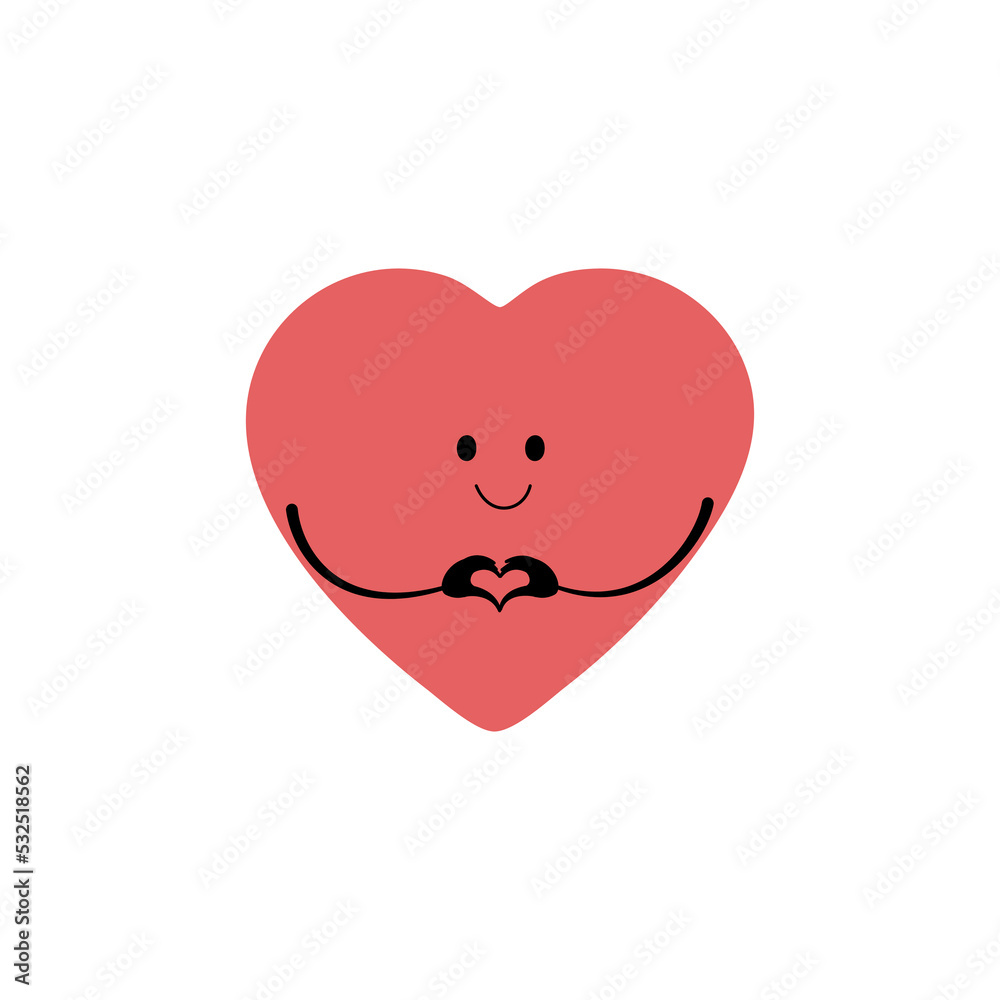 Cute smiling heart isolated on white background. Heart in a festive hat. Vector cartoon character illustration. Cute smiling heart isolated on white background. Heart in a festive hat. Vector cartoon character illustration.