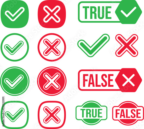 True or False mark, correct or wrong mark vector illustration