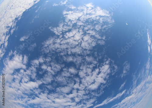 Photography fisheye photo of blue sky and white clouds without planes