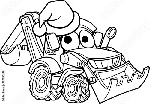 Cartoon Christmas Digger Bu...